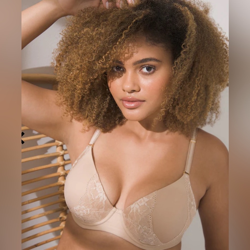 Soma EMBRACEABLE Signature Lace Perfect Coverage Bra Size 36DD Warm‎ Amber